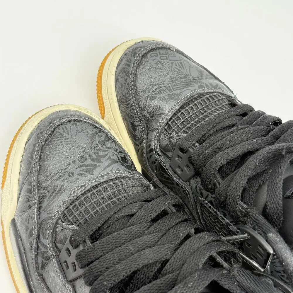 Nike Air Jordan 4 Retro GS 'Laser Black Gum' Youth Size 7 - Picture 13 of 13